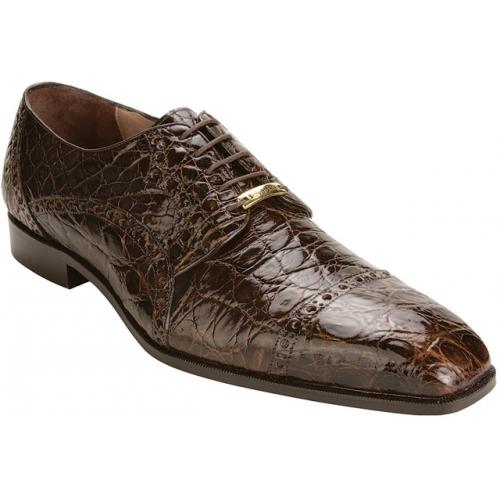 Belvedere "Lupo" Brown All-Over Genuine Crocodile Flanks Shoes